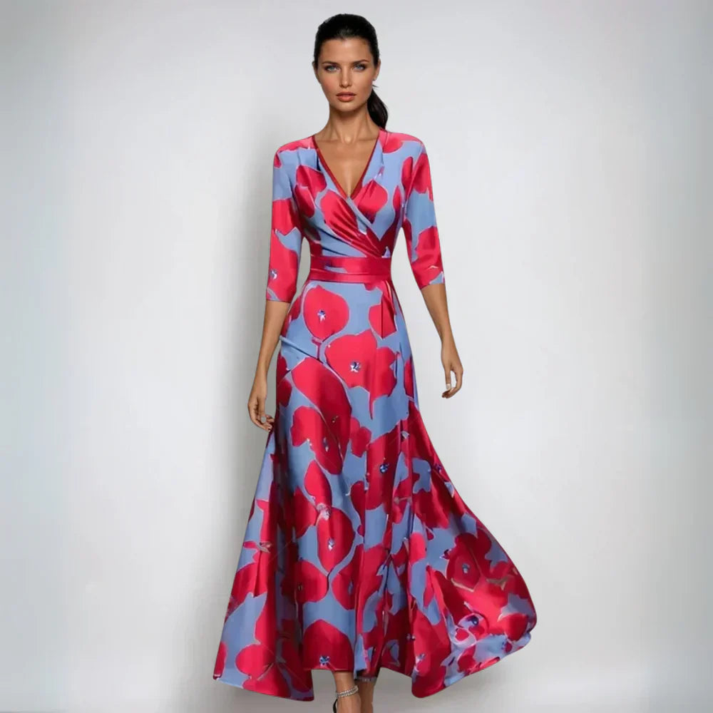 Sofie™ | Stilfuld Blomstret Omslagskjole