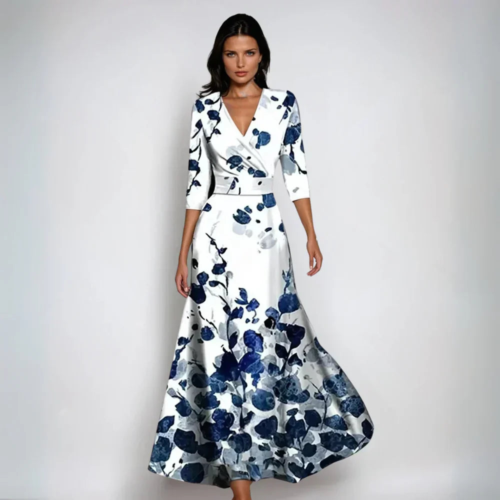 Sofie™ | Stilfuld Blomstret Omslagskjole