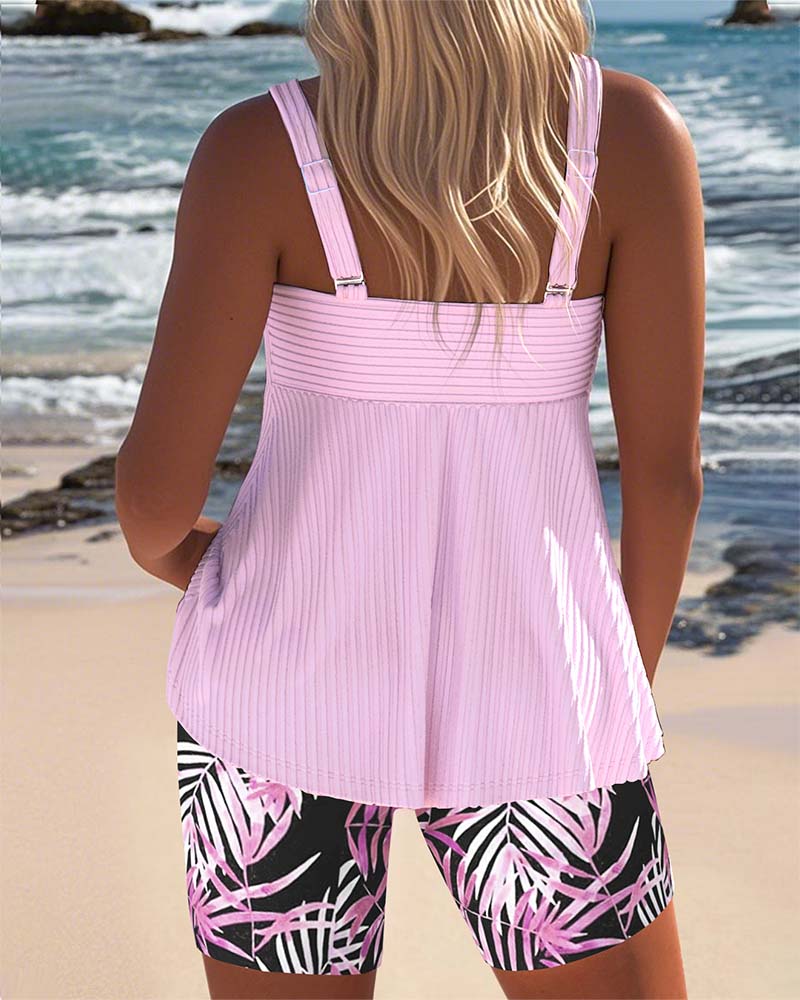 Tankini Randig Vest Med Trykte Strandbukser