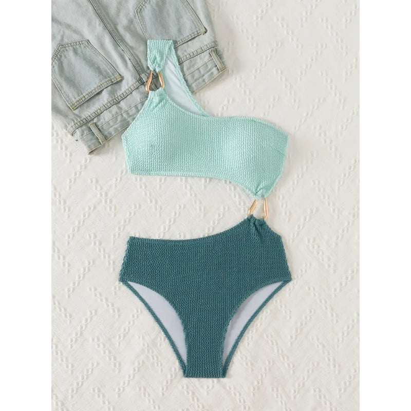 Luna | Asymmetrisk Bikini med Luksuriøs Struktur