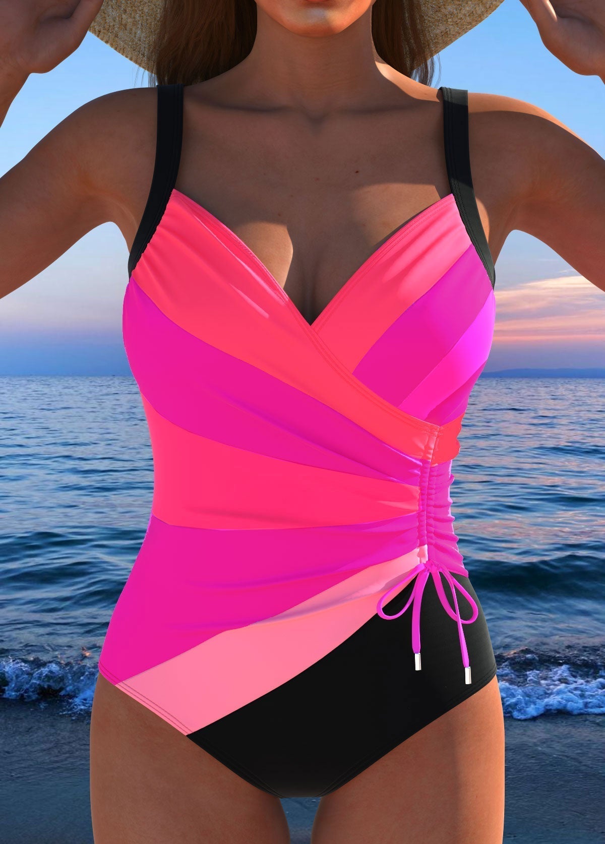 Alma | Surplice-Badedragt med Farverigt Print
