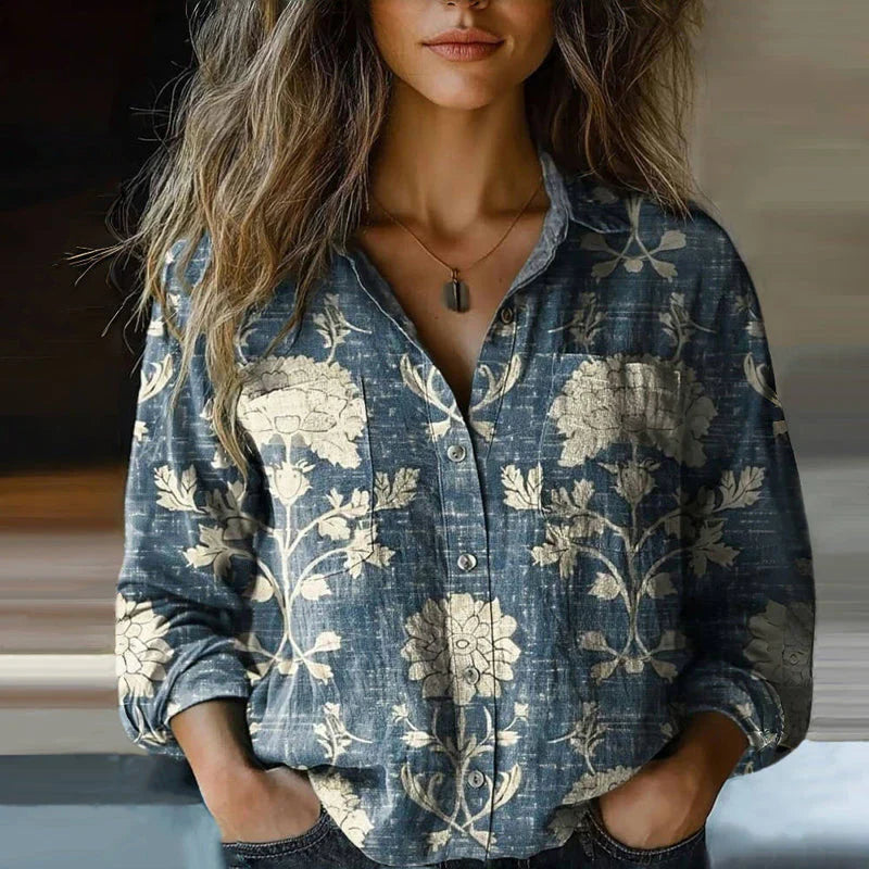 Anette | Vintage Trykt Bluse