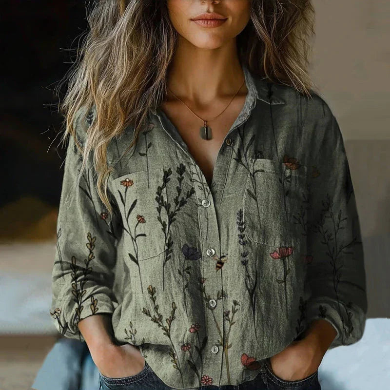 Anette | Vintage Trykt Bluse
