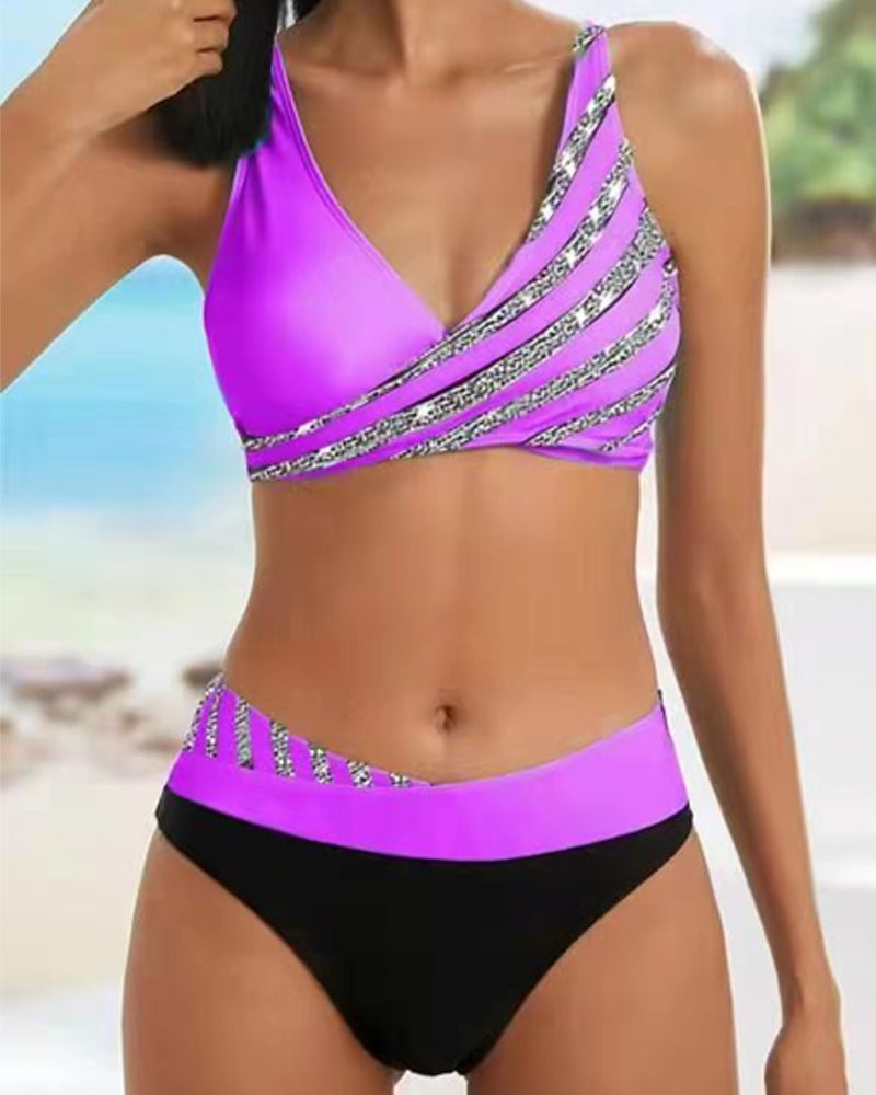 Mona - Printet Bikini i Varme Nuancer