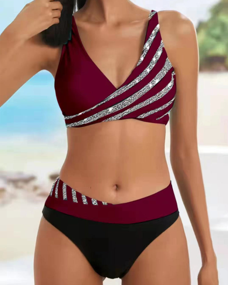 Mona - Printet Bikini i Varme Nuancer