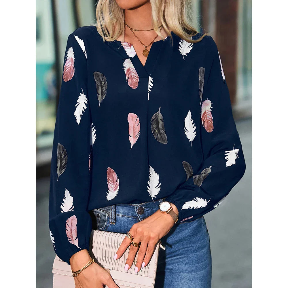 Maureen | Bluse med Fjerprint