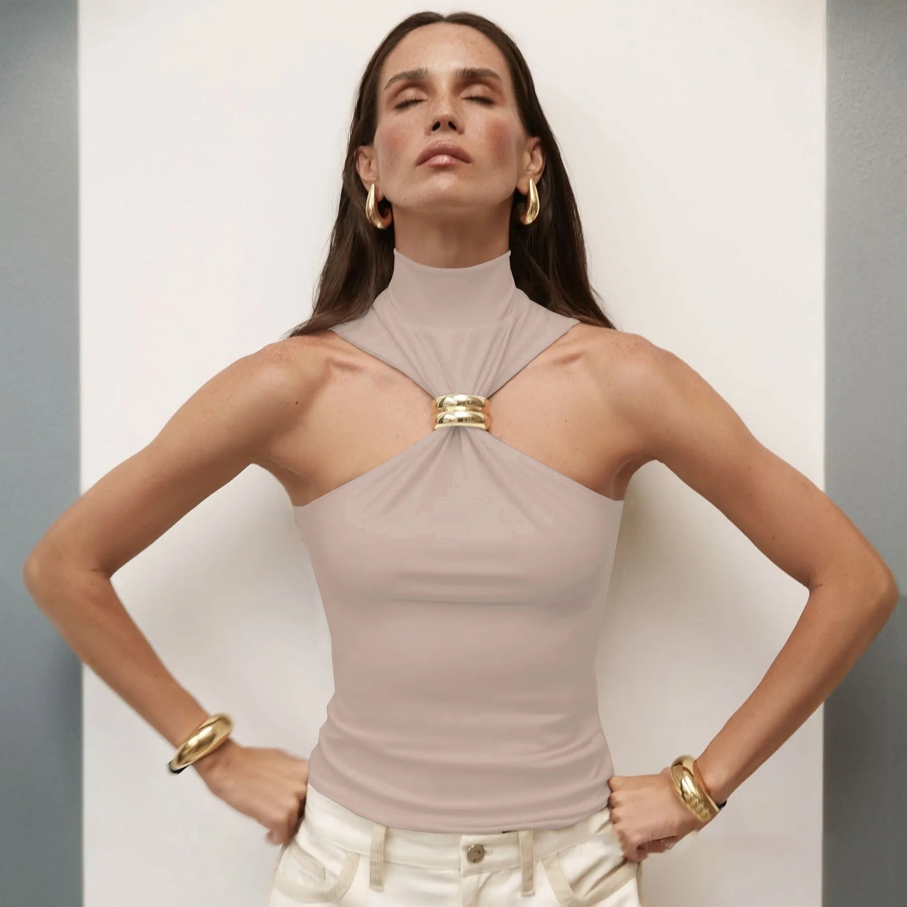 Brianna | Chic Top med Guld Detalje