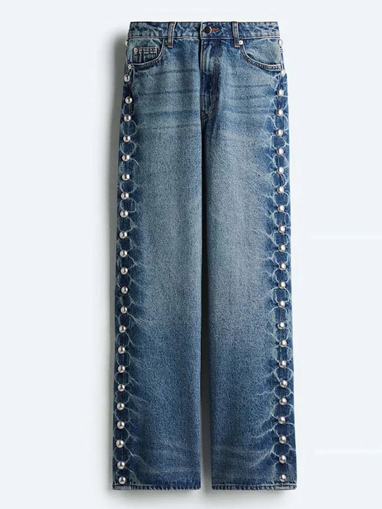Kelly | Chic Denim Bukser med Vidde og Lige Ben
