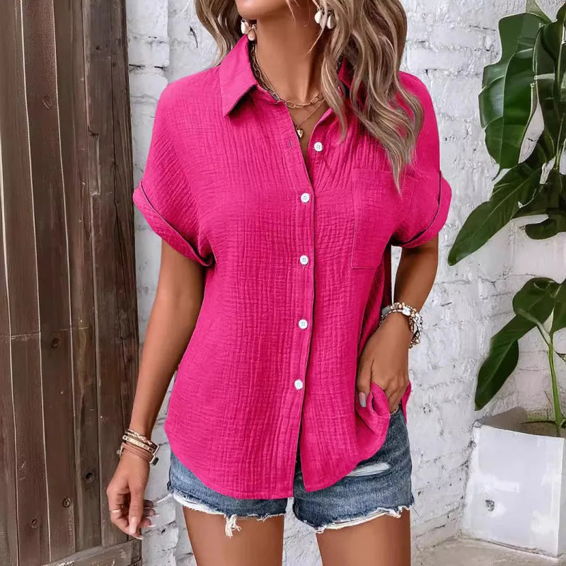 Esme | Luftig Bluse med Knaplukning