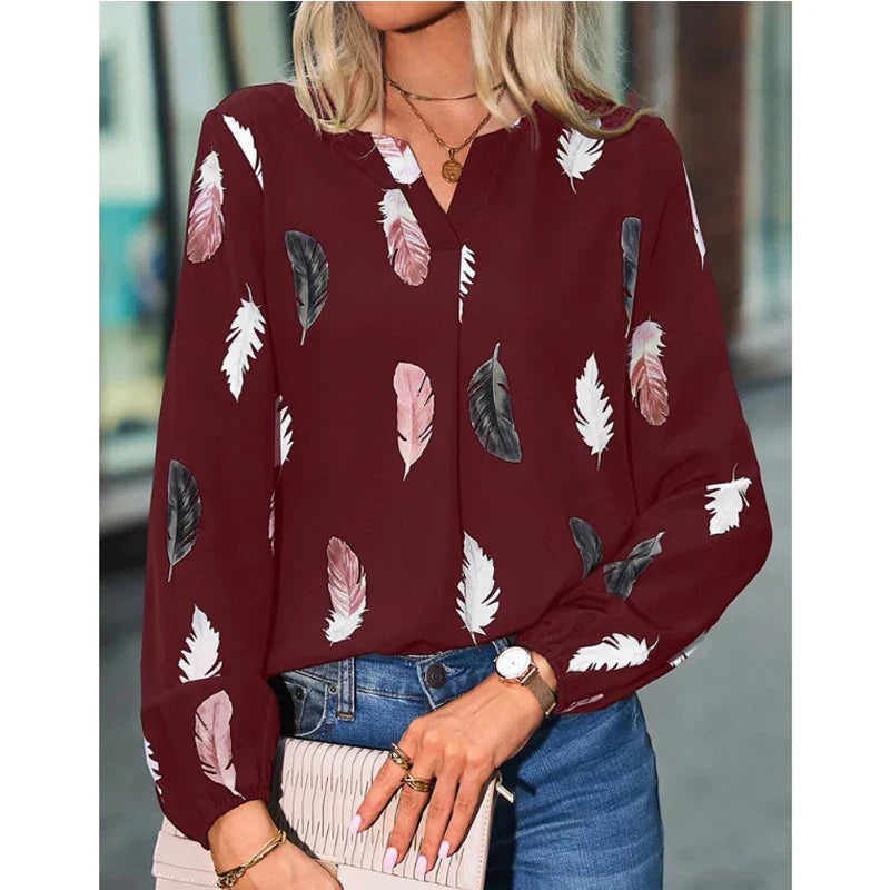 Maureen | Bluse med Fjerprint