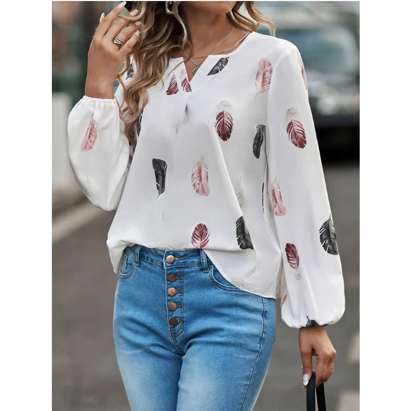 Maureen | Bluse med Fjerprint