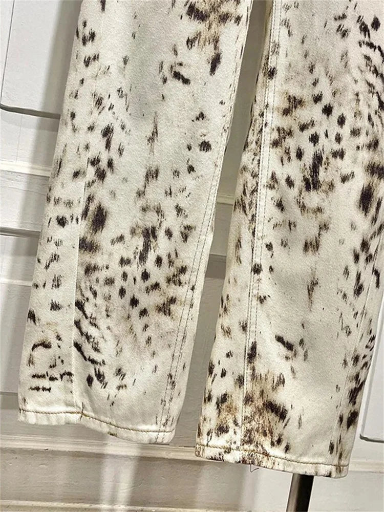 Fina | Statement-jeans med dyreprint-detalje