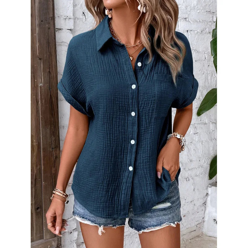 Esme | Luftig Bluse med Knaplukning