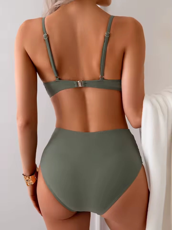 Arielle™ | Elegant Højtaljet Bikini med Twist-Top