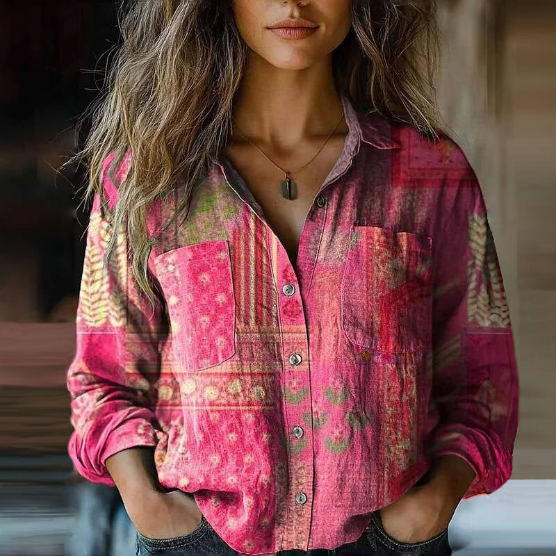 Anette | Vintage Trykt Bluse