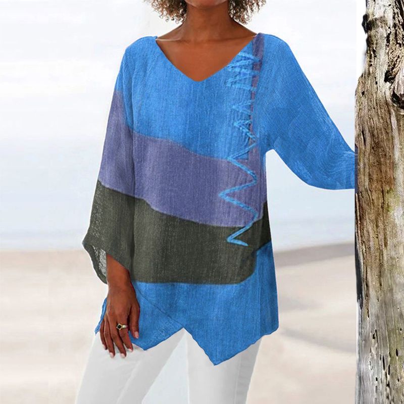 Lis | Stilfuld V-hals Color Block Top