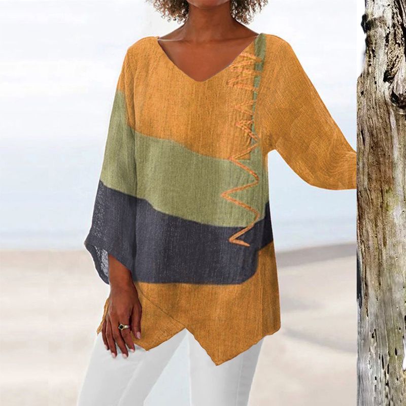 Lis | Stilfuld V-hals Color Block Top