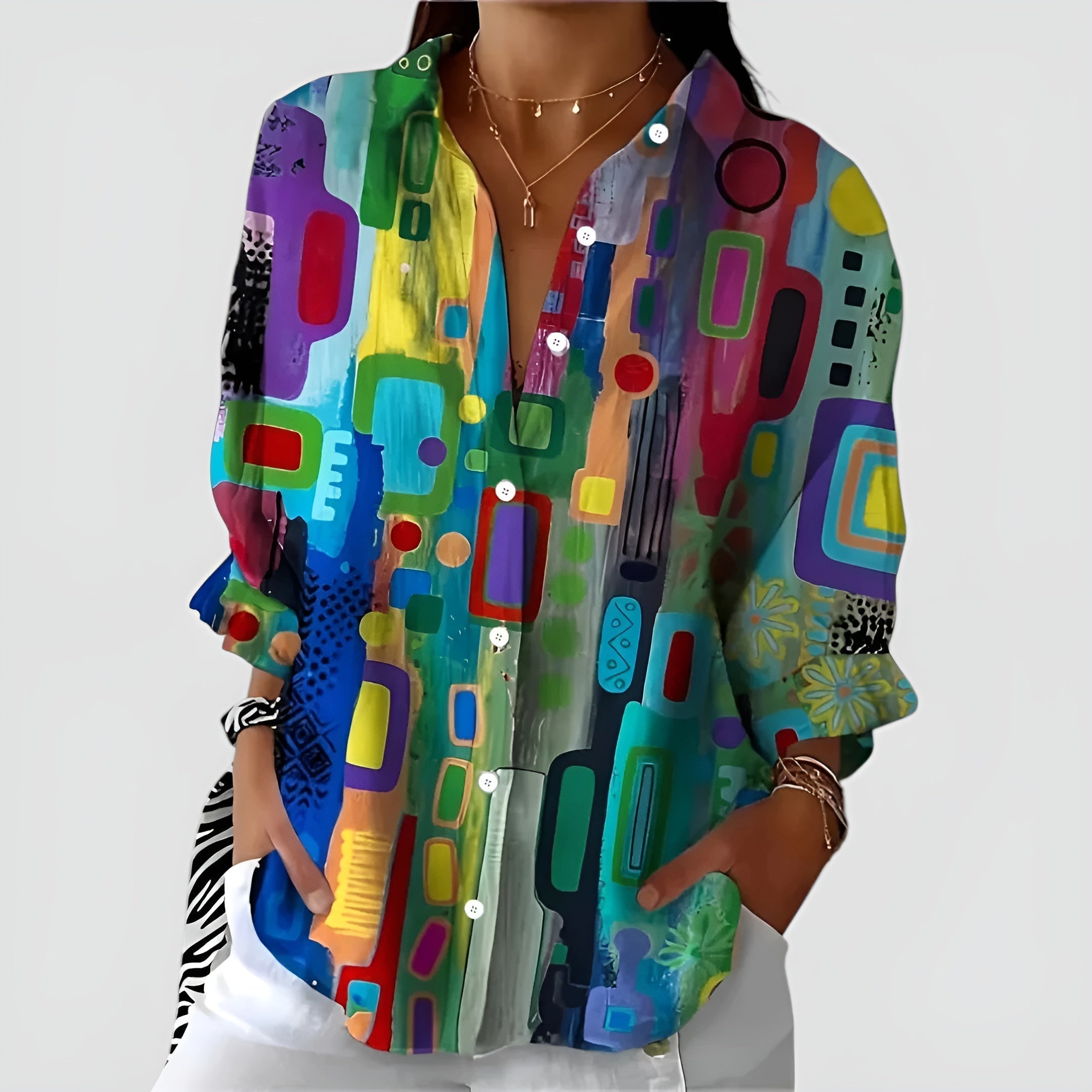 Blanka | Bluse med geometrisk mønster
