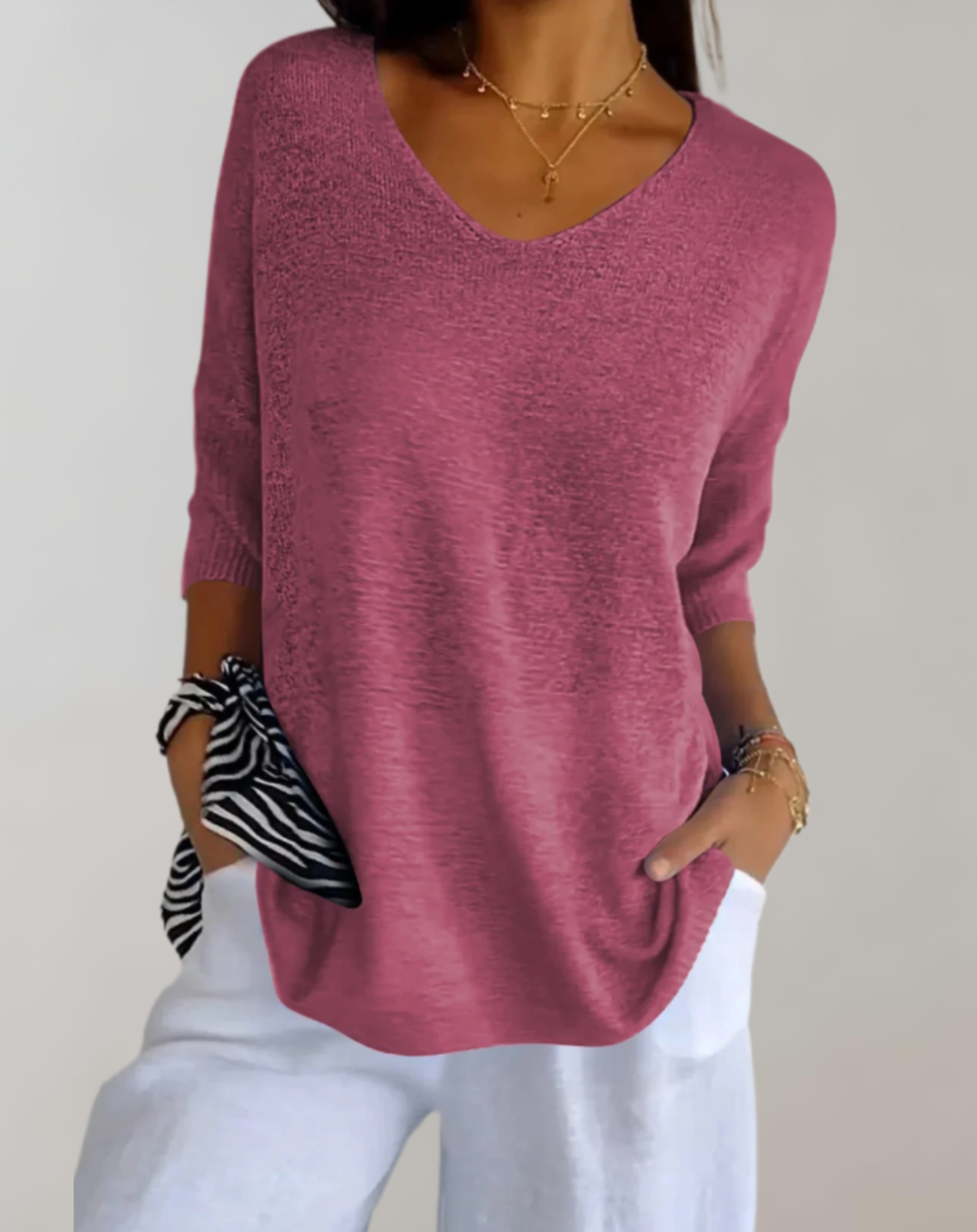 Rose | Luksuriøs V-Hals Strik Top