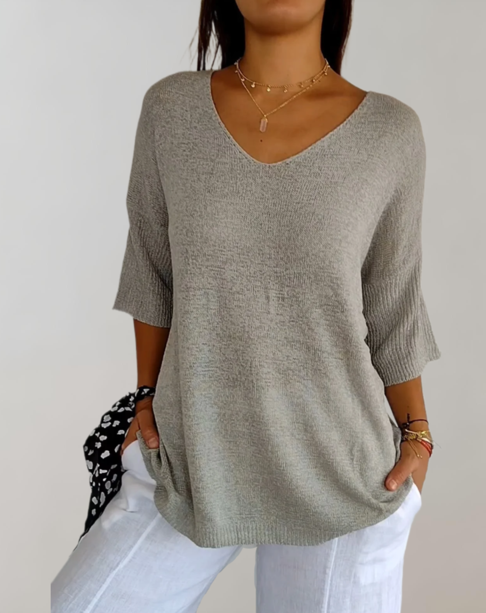 Rose | Luksuriøs V-Hals Strik Top