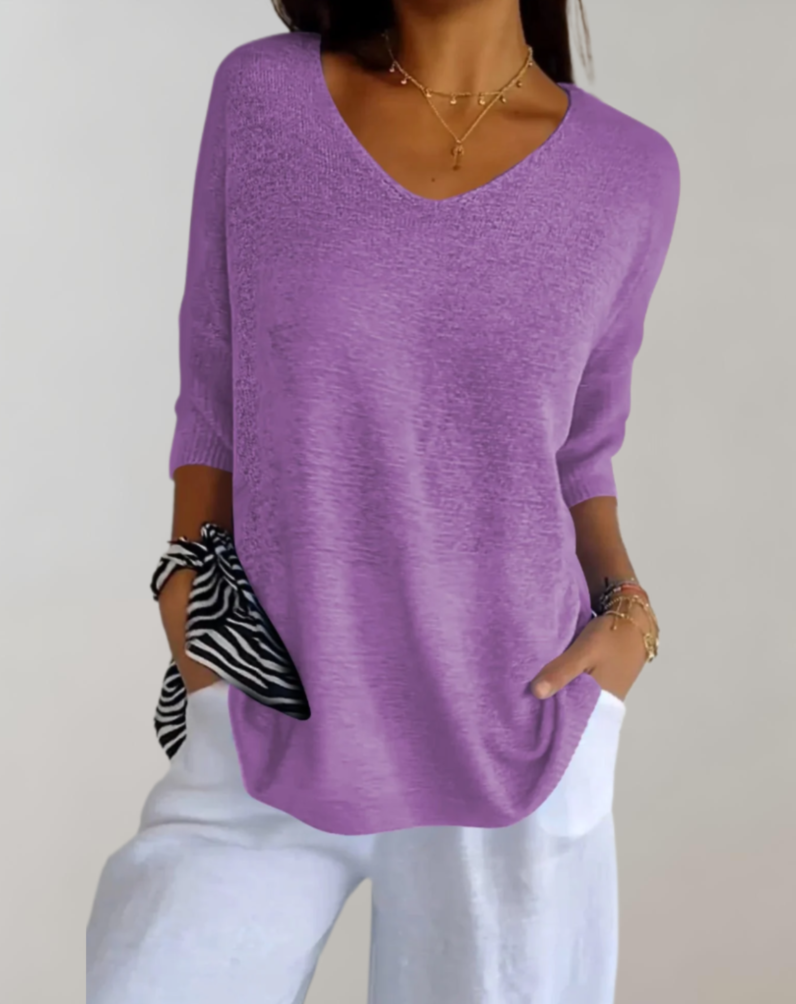 Rose | Luksuriøs V-Hals Strik Top