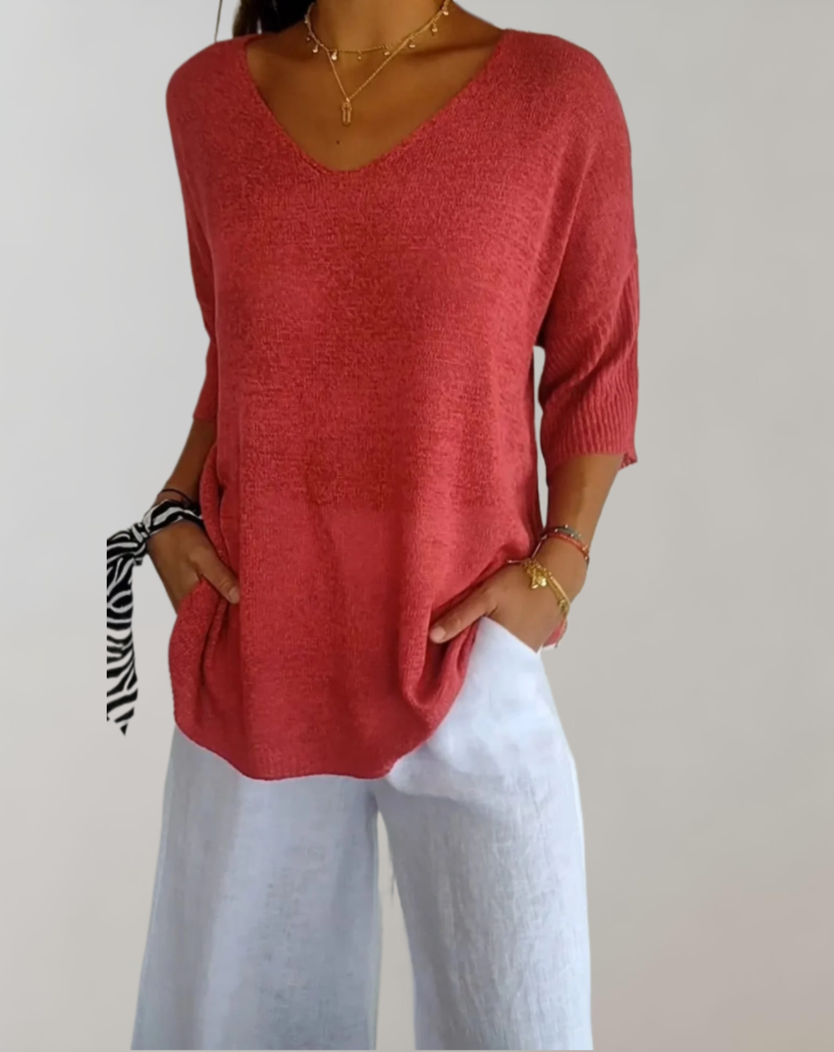 Rose | Luksuriøs V-Hals Strik Top