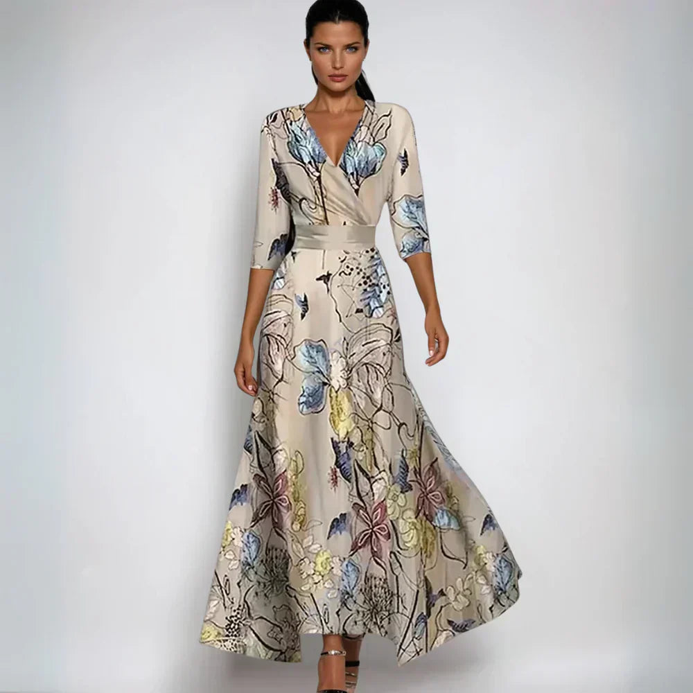 Sofie™ | Stilfuld Blomstret Omslagskjole