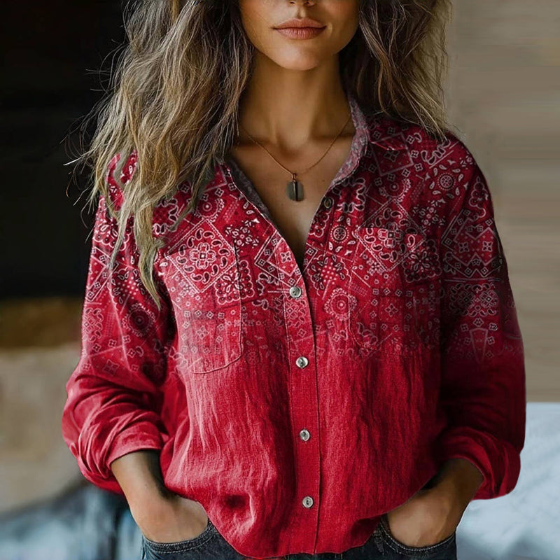 Anette | Vintage Trykt Bluse
