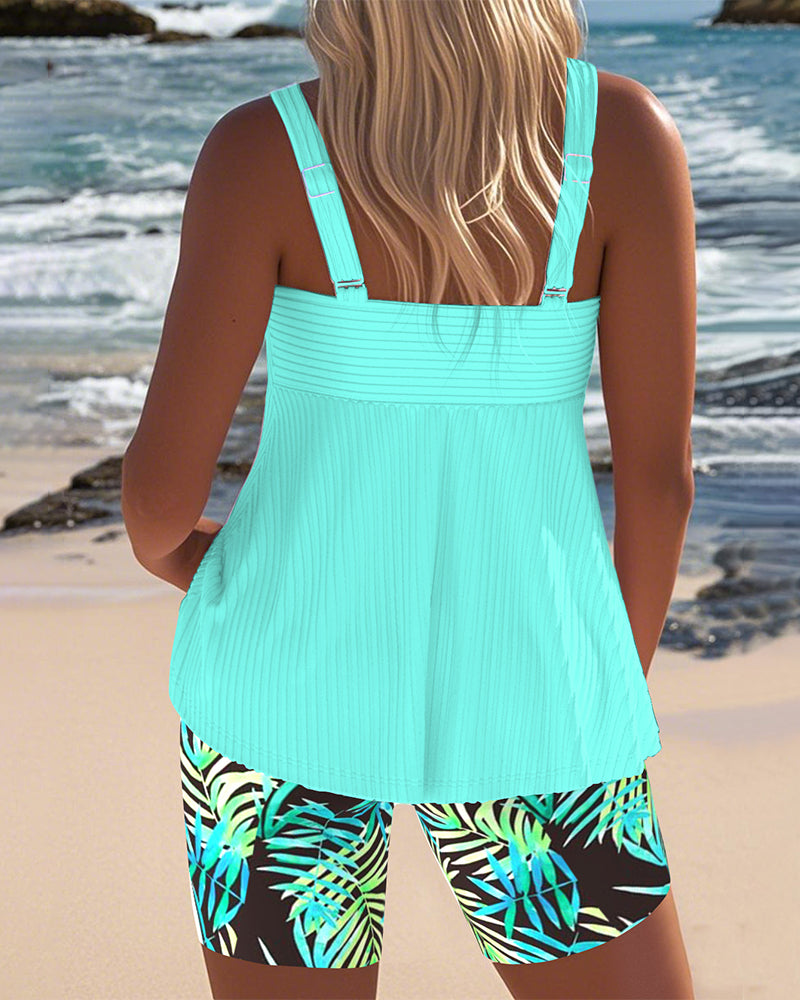 Tankini Randig Vest Med Trykte Strandbukser