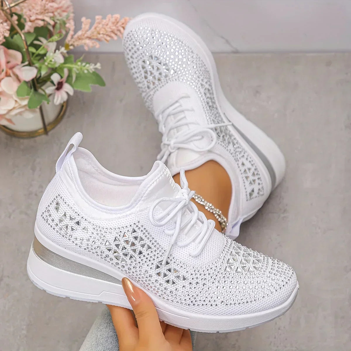 SOFIE™ | Ortopædiske & glitrende sneakers med rhinsten