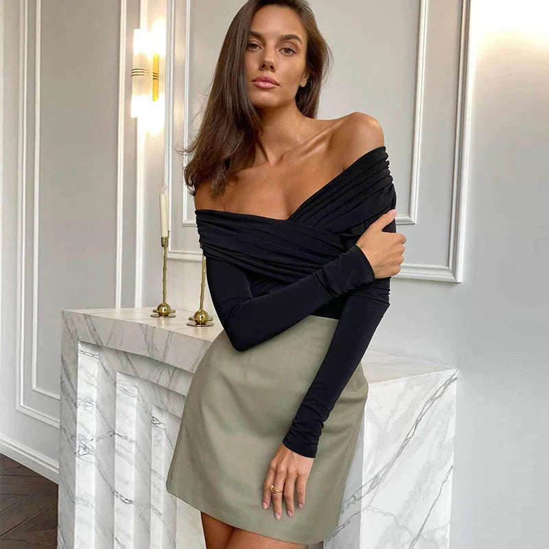 Janine | Elegant Top med Bare Skuldre