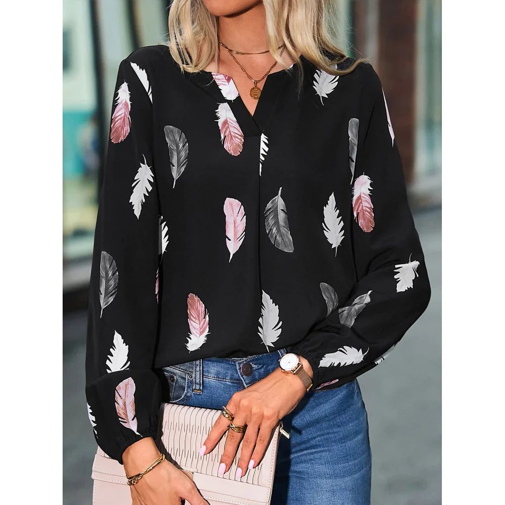 Maureen | Bluse med Fjerprint