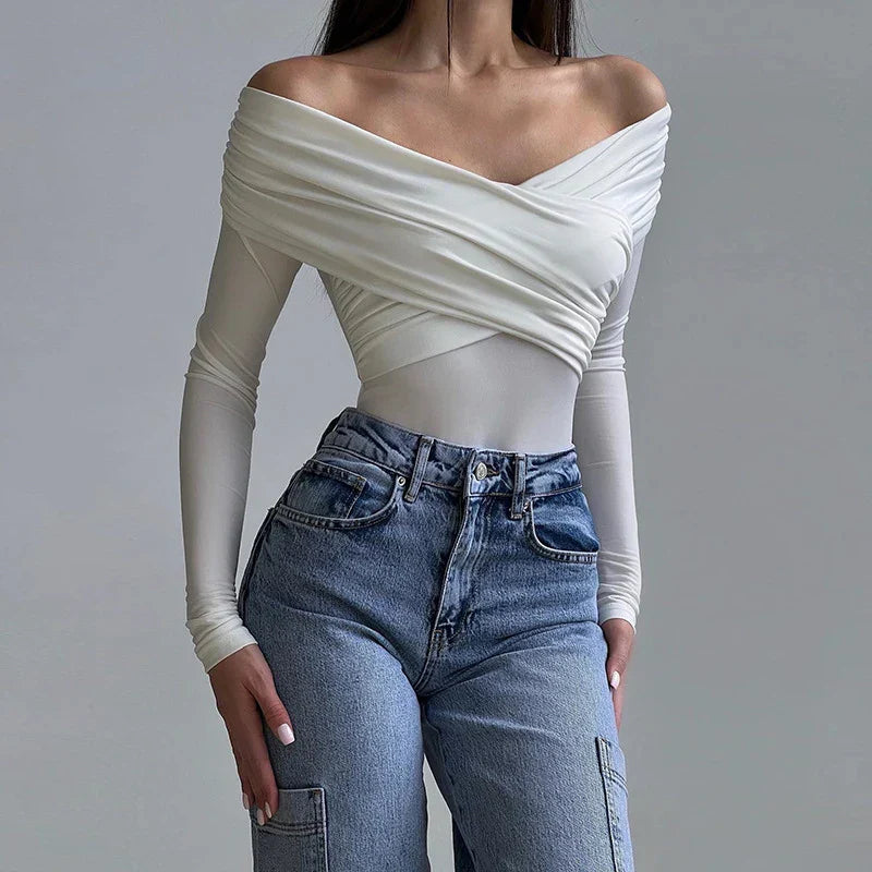 Janine | Elegant Top med Bare Skuldre