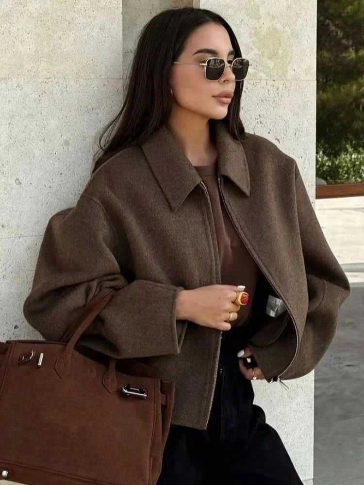 Margaret™ | Elegant Brun Uldjakke