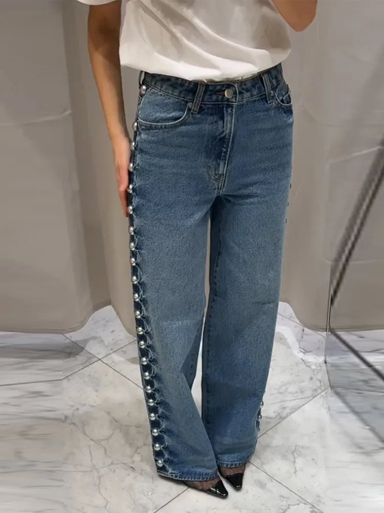 Kelly | Chic Denim Bukser med Vidde og Lige Ben