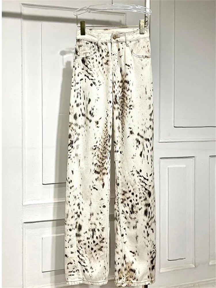 Fina | Statement-jeans med dyreprint-detalje