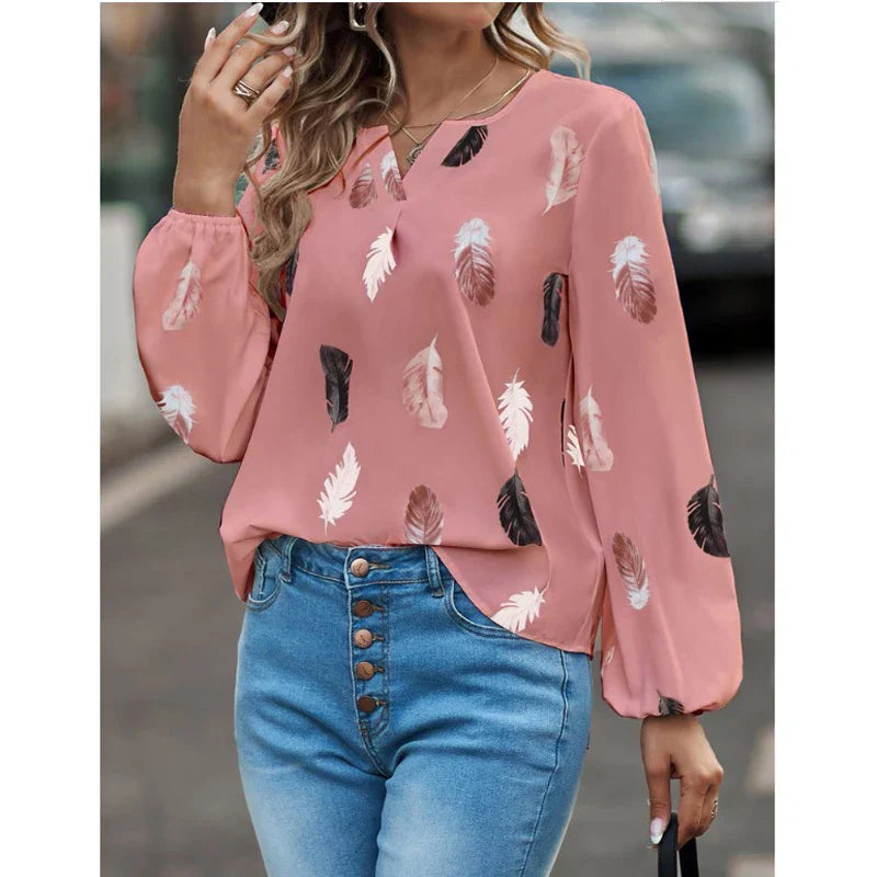 Maureen | Bluse med Fjerprint