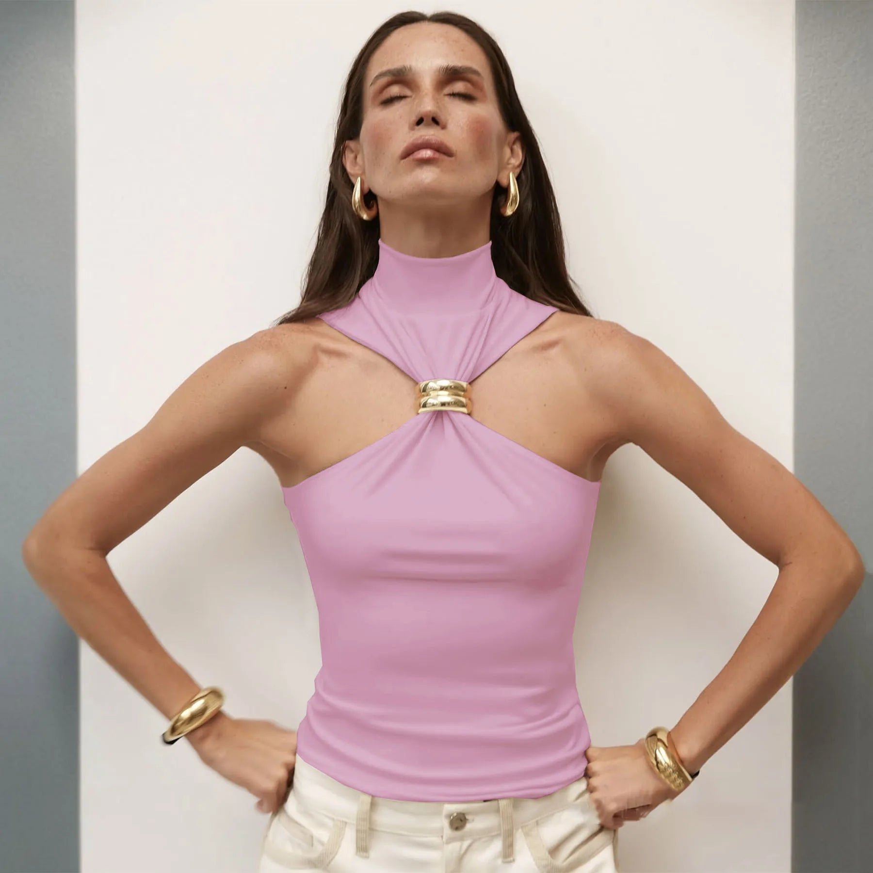 Brianna | Chic Top med Guld Detalje