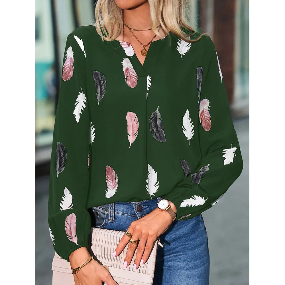 Maureen | Bluse med Fjerprint