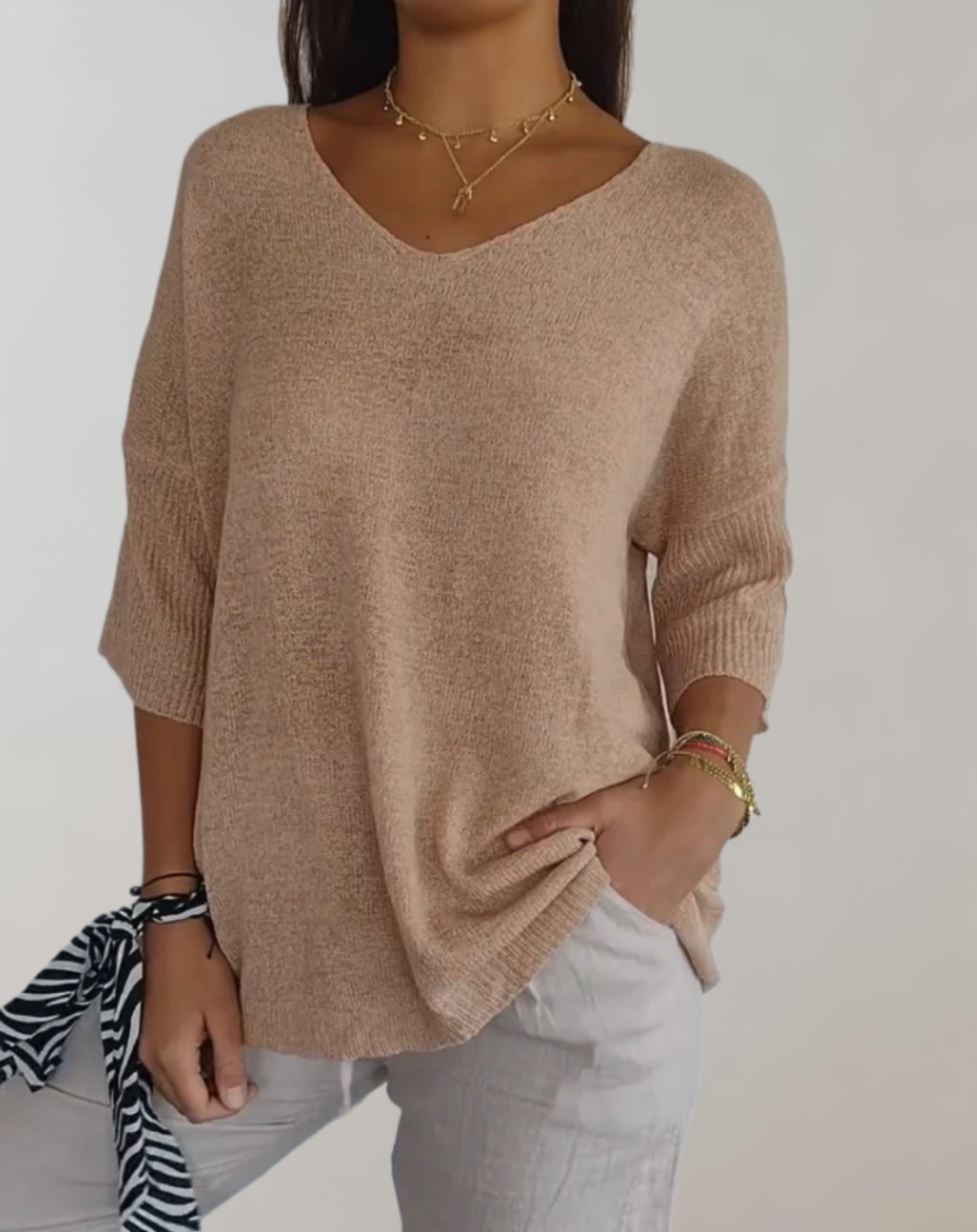 Rose | Luksuriøs V-Hals Strik Top