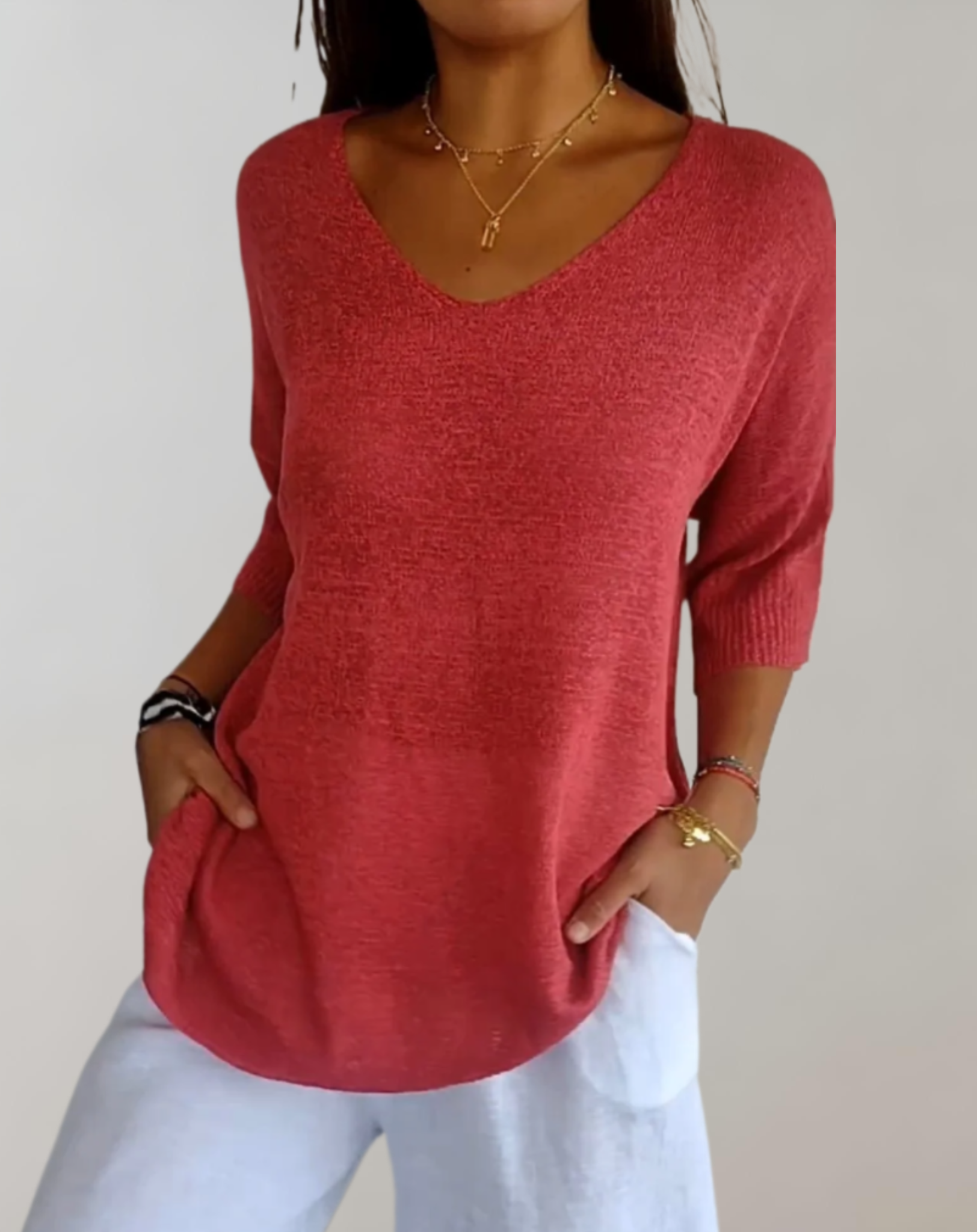 Rose | Luksuriøs V-Hals Strik Top